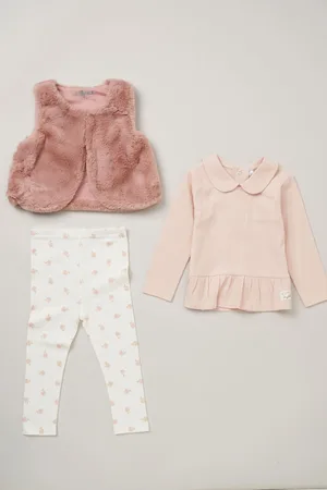 LILY & JACK Faux Fur Gilet 100% Cotton Top and Leggings Outfit Set 2 Years (92cm)