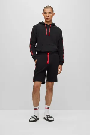 HUGO BOSS Mens Tape Logo Terry Cotton Jersey Shorts