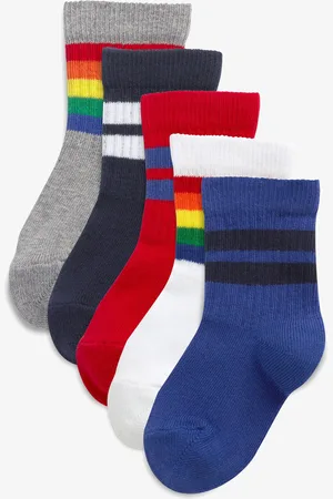 Next Boys Bright Cushioned Footbed Cotton Rich Ribbed Socks 5 Pack
