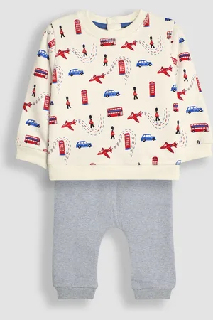 JoJo Maman Bébé Boys Ecru Red Arrows Sweatshirt and Joggers Set