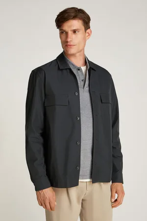 Calvin Klein Mens Boxy Cotton Blend Overshirt