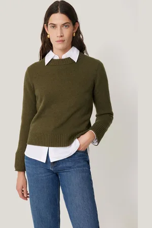 Jigsaw Womens Olive Wool Cashmere Blend Jumper