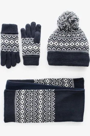 Next Boys Navy Fairisle Pattern Hat, Scarf and Gloves Set (3-16yrs)