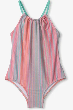 Hatley Pink Shimmer Stripe Gather Front Swimsuit 4 Years (104cm)