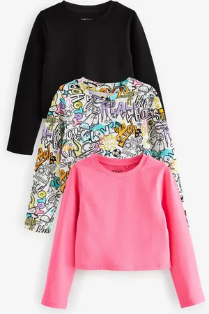 Next Girls /Pink Graffiti Long Sleeve T-Shirt 3 Pack (3-16yrs)