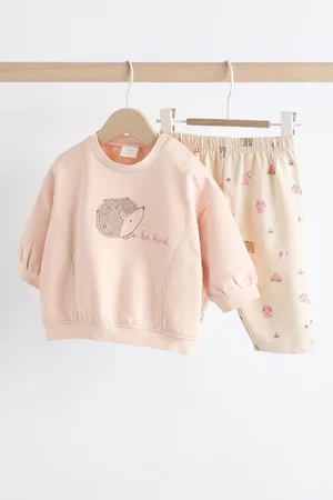 Next Girls / Cream Hedgehog Baby Sweatshirt And Wide Leg Trousers Set