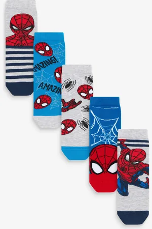 SPIDERMAN Boys Spiderman License Character Cotton Rich Socks 5 Pack
