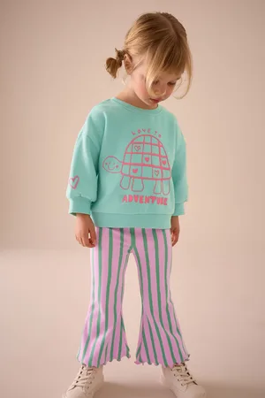 Next Girls Turquoise Stripe Sweatshirt and Flare Leggings Set (3mths-7yrs)