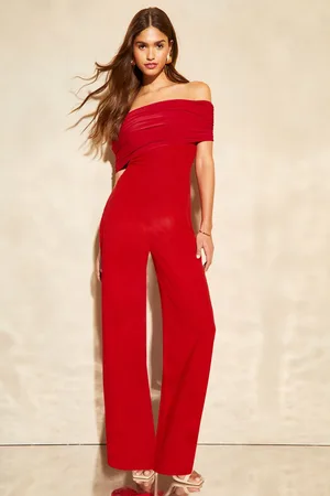 Lipsy London Womens Petite Bardot Wide Leg Jumpsuit