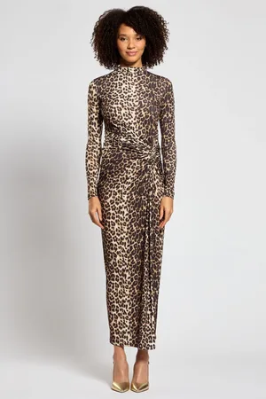DASKA Athena Side Twist Maxi Dress With Long Sleeves M