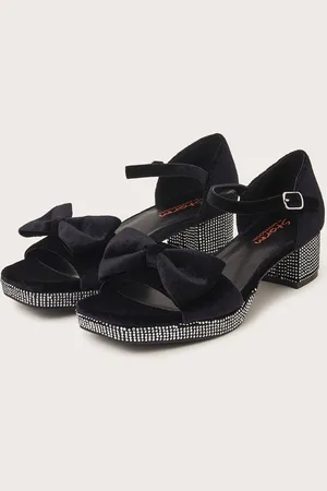 Monsoon Girls Velvet Bow Stud Platform Heels