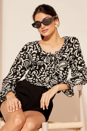 Friends Like These Womens /White Textured Fauchette Jersey Long Sleeve Blouson Blouse