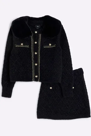 River Island Girls Girls Sequin Chain Cardigan Set