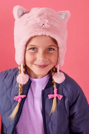 Accessorize Girls Girls Fluffy Faux Fur Cat Chullo Hat