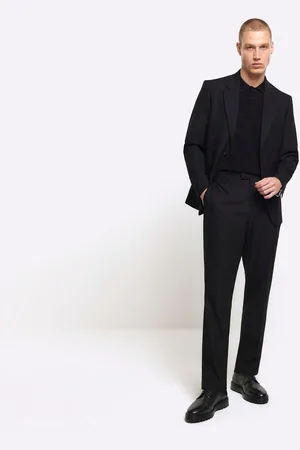 River Island Black Plain Slim Fit Suit Trousers 34W x 31L (UK 34 R)