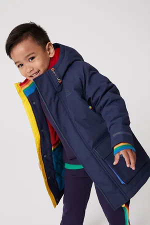 Little Bird Navy Rainbow Trim Shower Resistant Parka Jacket 7