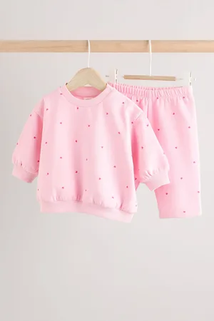 Next Girls / Red Heart Print Cosy Baby Sweatshirt And Leggings 2 Piece Set