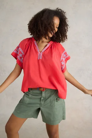 White Stuff Womens Anna Cotton Embroidered Top