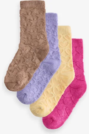 Wild Feet Womens Embossed Cushion Socks Pack 4
