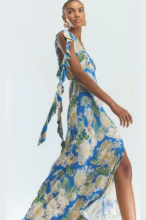 River Island Floral Ruffle Maxi Dress AU 16