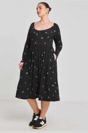 Simply Be Supersoft Scoop Neck Pocket Midi Dress AU 14