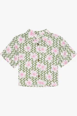 Roxy Salty Sun Print Short Sleeve Crop Shirt 8 Years (128 cm)