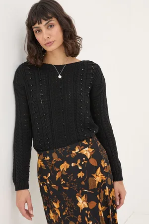 Fat Face Womens FatFace Dark Skies Damson Beaded Jumper