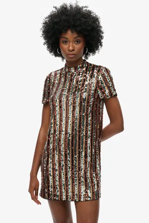 Superdry Sequin T-Shirt Mini Dress AU 16