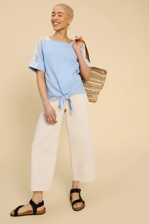 White Stuff Womens 100% Cotton Sara Tie Hem Top