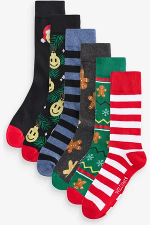 Wild Feet Mens Christmas Socks 6 Pack