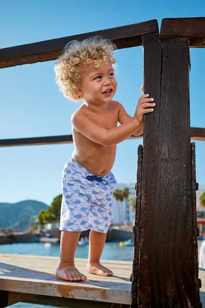 JoJo Maman Bébé Boys Gingham Swim Shorts