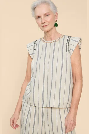 White Stuff Womens Carla Stripe Linen Blend Top