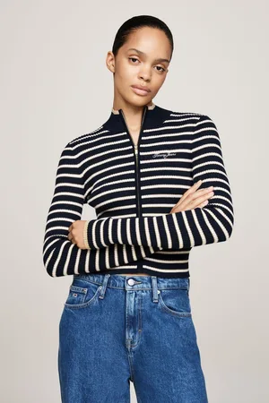 Tommy Hilfiger Womens Metallic Tip Zip Cardigan