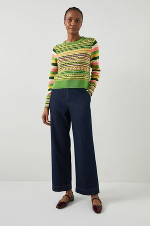 LK Bennett Womens Josephine Multi Fairisle Pattern And Stripe Sweater
