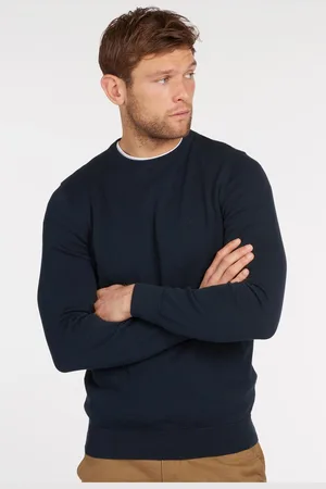 Barbour Navy Blue Mens 100% Cotton Pima Crew Neck Jumper XL