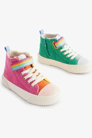 Little Bird Girls Multi Pastel Corduroy Hi-Top Trainers