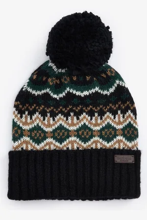 Barbour Mens Case Fairisle Pattern Pom Beanie Hat