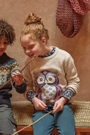 Fat Face Girls FatFace Orla Owl Jumper