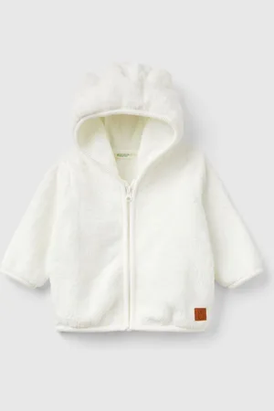 Benetton Girls Fleece Cosy Bear Ears Jacket