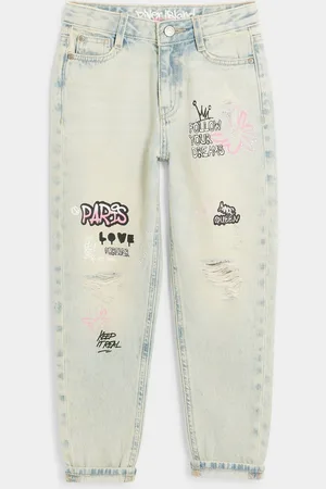 River Island Girls Mom Girls Paris Graffiti 100% Cotton Jeans