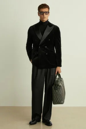 Reiss Mens Club Velvet Double-Breasted Tuxedo Jacket