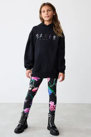 Ted Baker Girls Back Print Longline Hoodie and Floral Legging Set