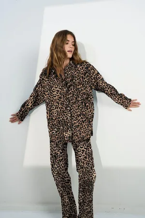 ONLY Womens Leopard Print Straight Leg Jeans