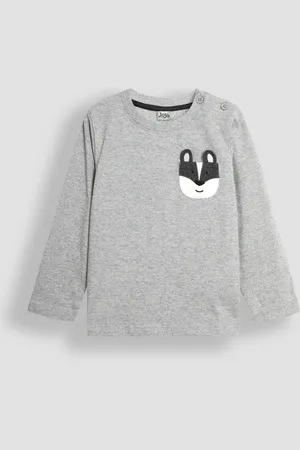 JoJo Maman Bébé Boys Marl Badger Appliqué Pocket Top