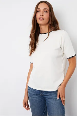 Threadbare Womens Contrast Edge Stitch Short Sleeve Sweatshirt