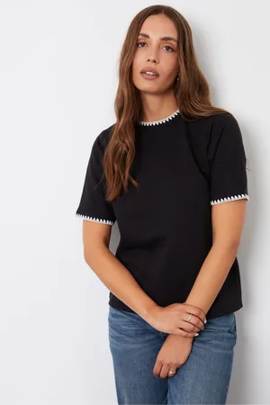 Threadbare Womens Contrast Edge Stitch Short Sleeve Sweatshirt