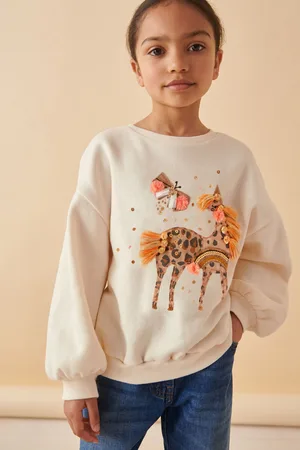 Next Girls Ecru Applique Unicorn Sweatshirt (3-16yrs)