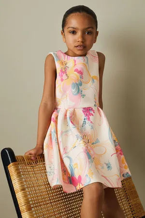 Reiss Girls Print Trinny 4-9 yrs Pleated Scuba Dress