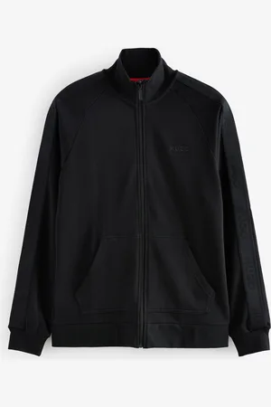 HUGO BOSS Mens 100% Cotton Logo Tape Zip-Up Jacket