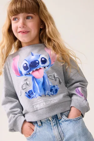 Disney Girls 100% Cotton Stitch License Boxy Sweatshirt (3-16yrs)